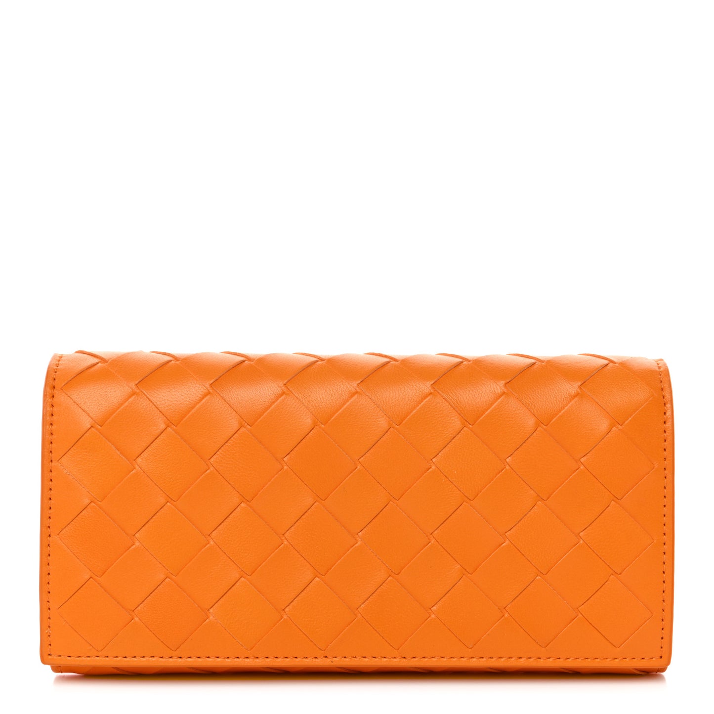 Nappa Intrecciato Flap Wallet Tangerine