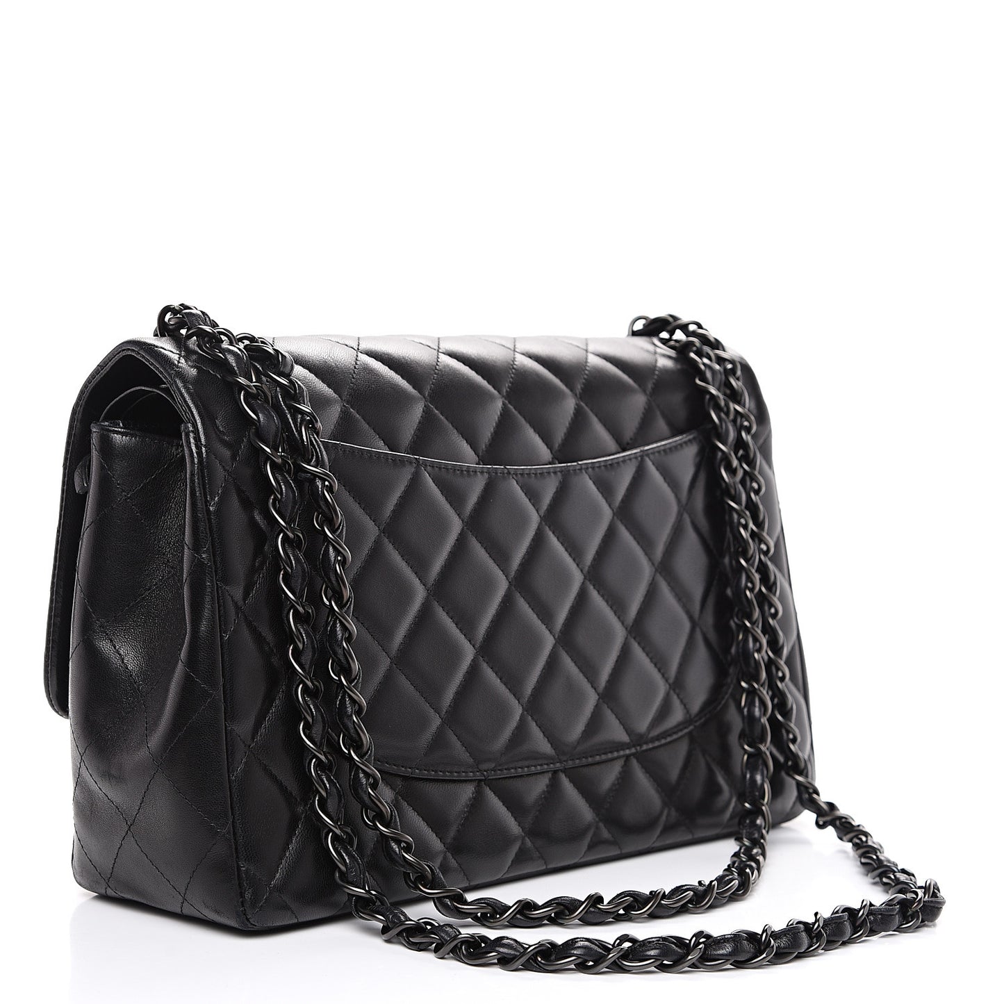 Lambskin Quilted Jumbo Double Flap So Black