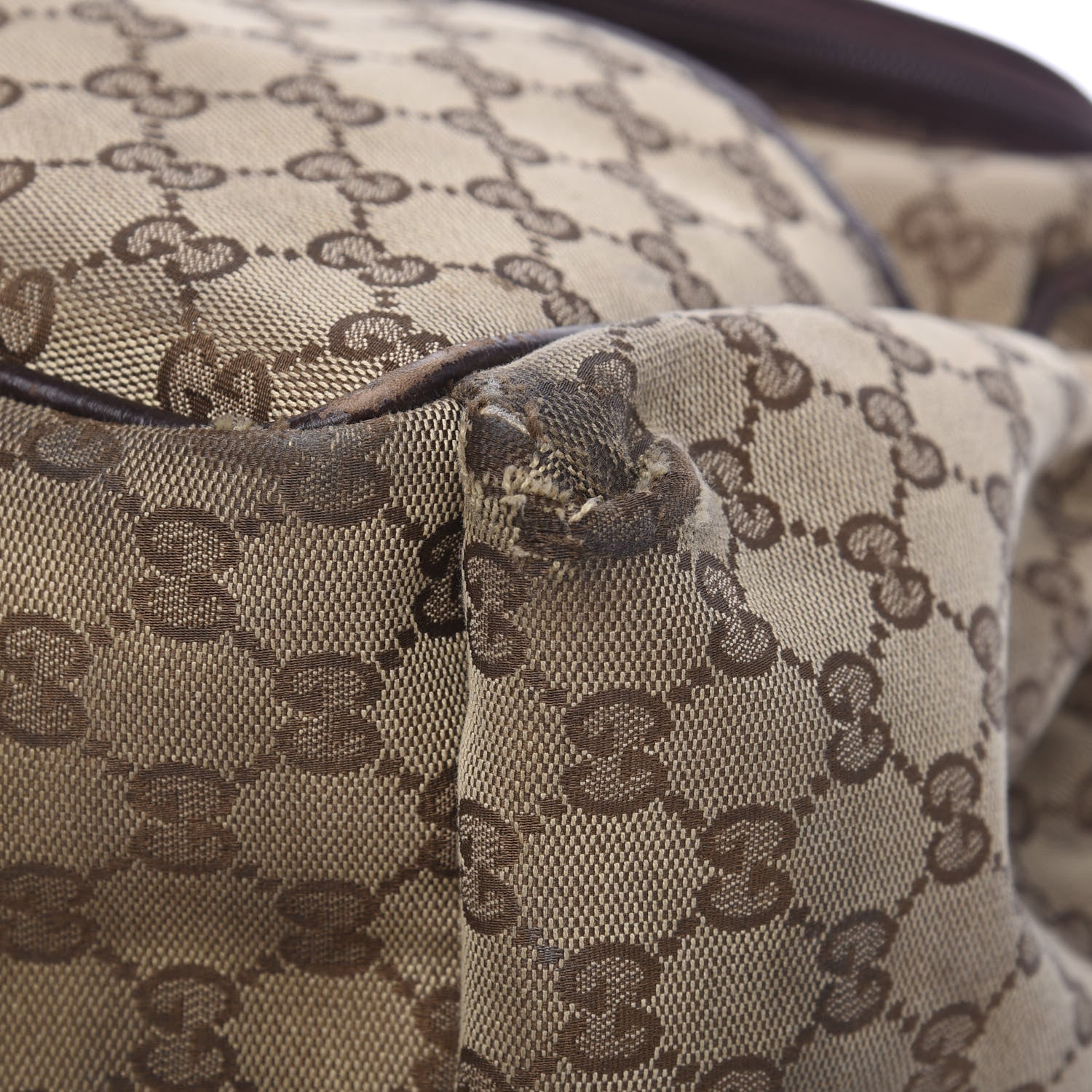Gucci Monogram Natural Pigskin Large Diaper Bag Beige Ebony Cocoa Dark Chocolate 11 of 17