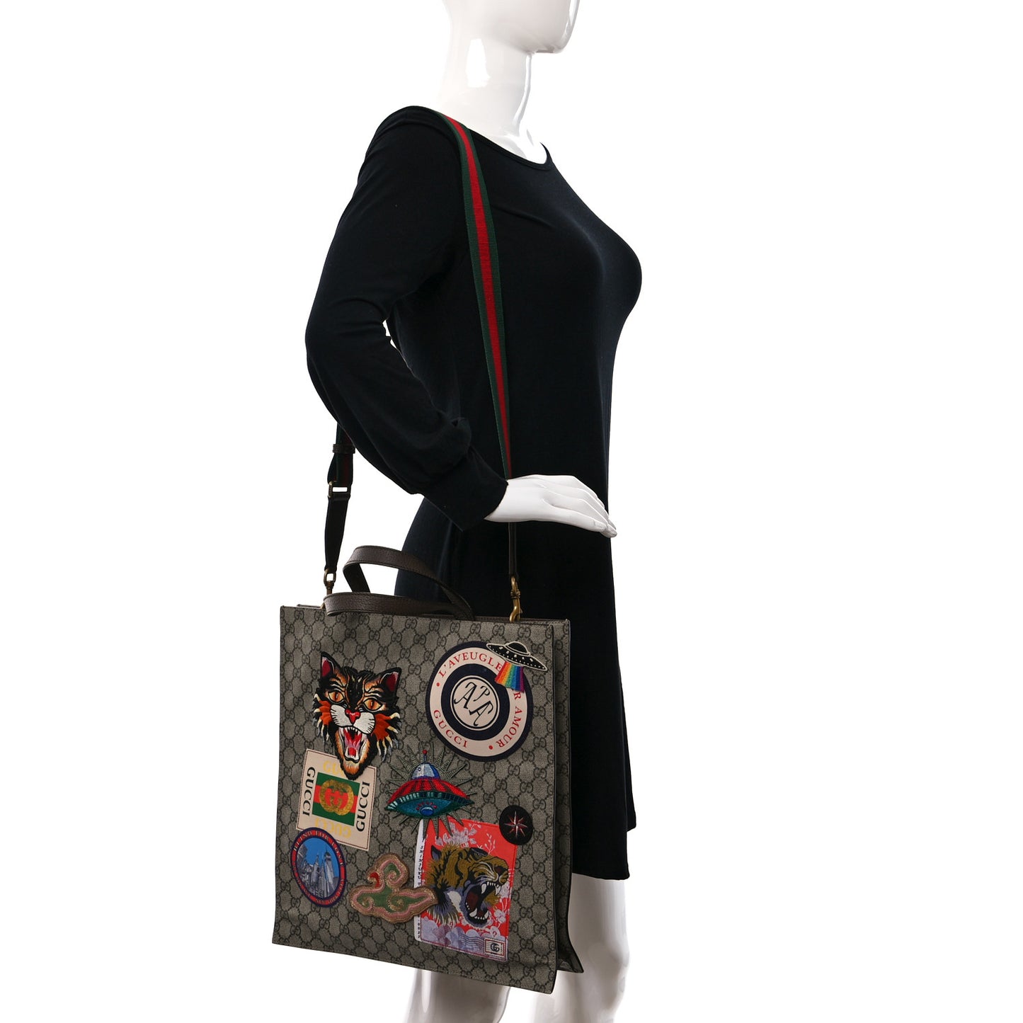 Soft GG Supreme Monogram Courrier Vertical Tote Beige New Acero