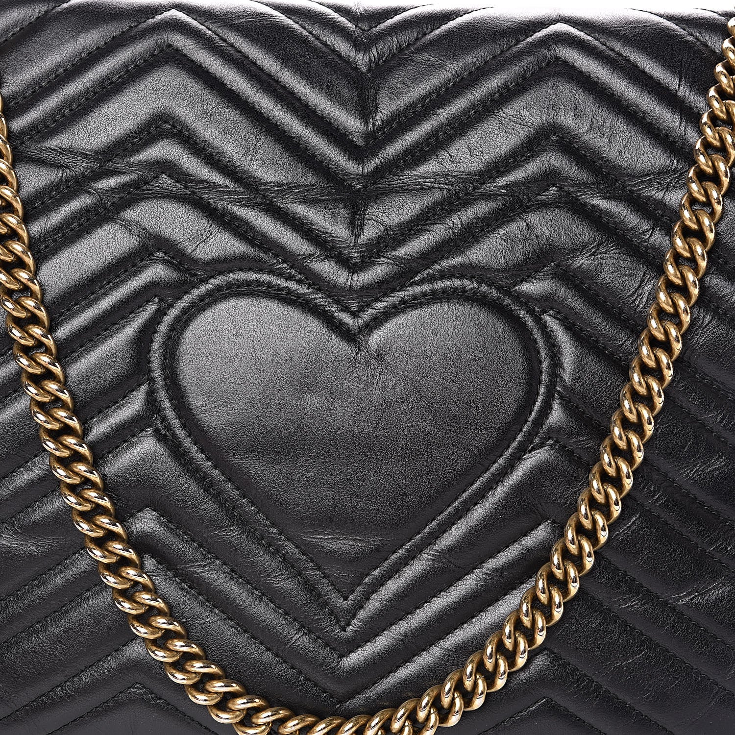Gucci Calfskin Matelasse Large GG Marmont Shoulder Bag Black 16 of 17