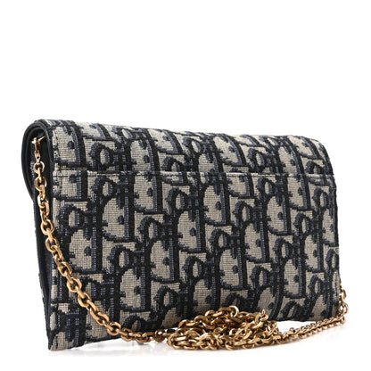Christian Dior Oblique Saddle Chain Long Wallet Blue 4 of 10