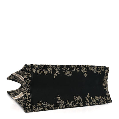 Christian Dior Canvas Embroidered Large Ornamental Cornely Book Tote Black Beige 5 of 13