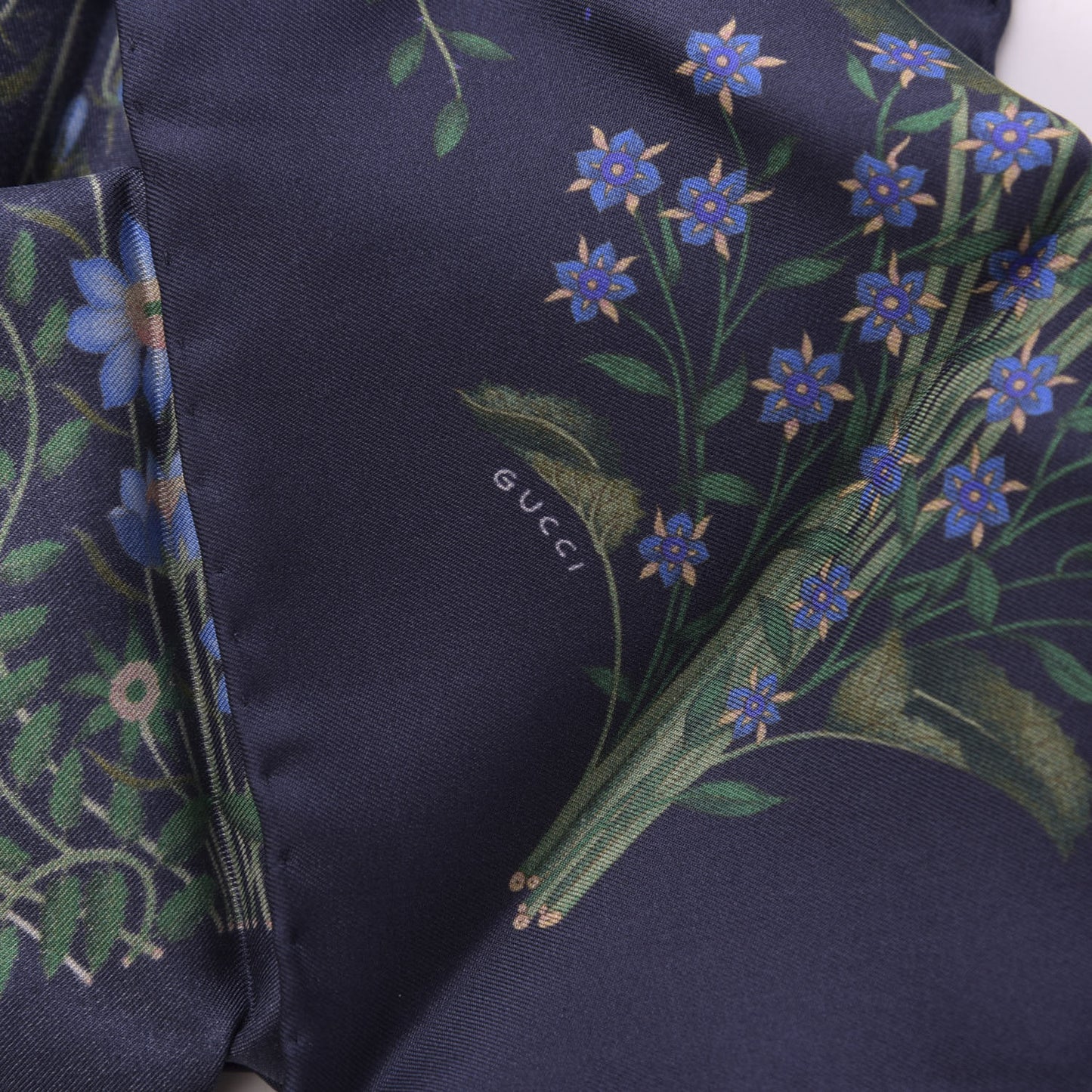 Silk Twill Nuovoflora Square Handkerchief Midnight Blue Blue