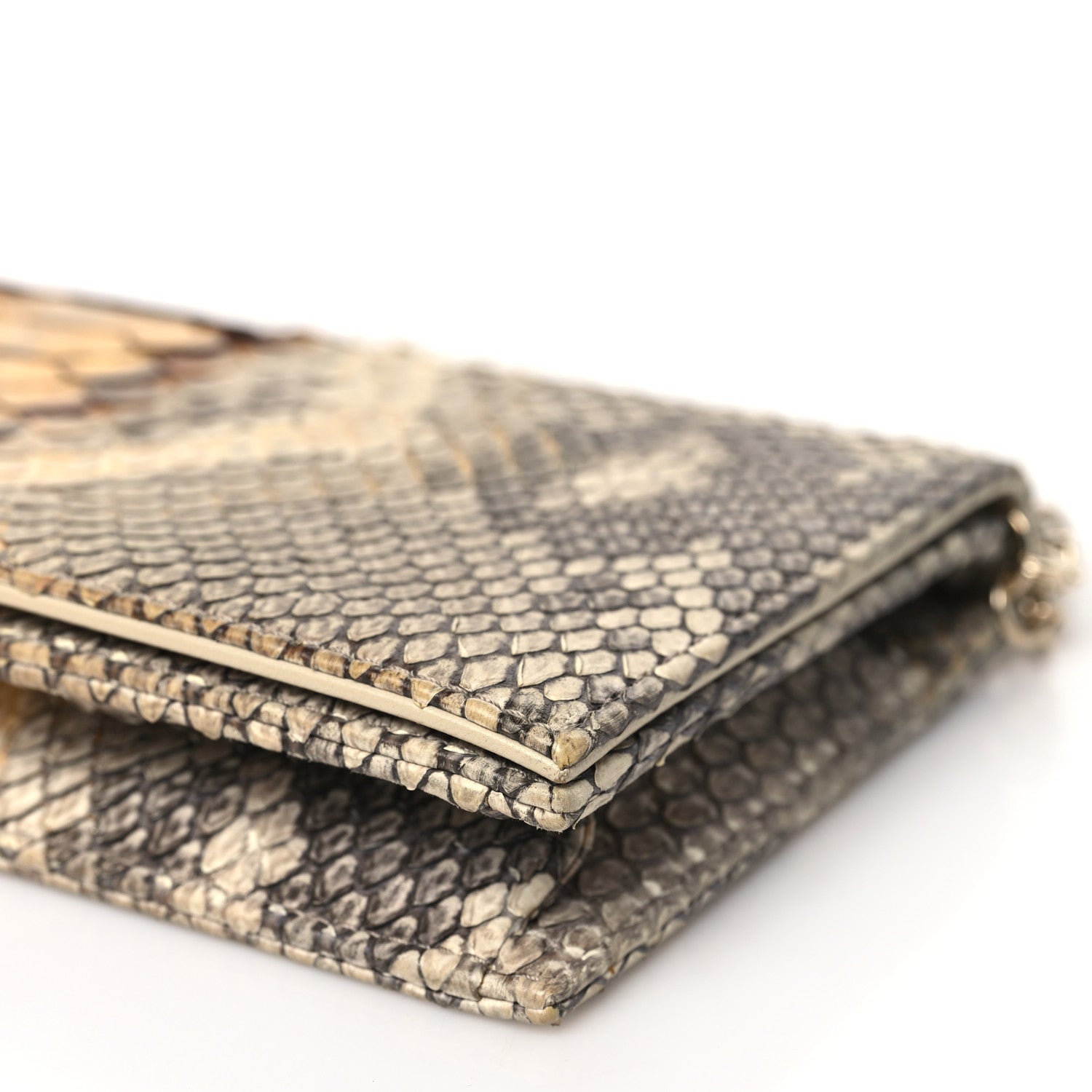 Christian Dior Metallic Snakeskin Lady Dior Croisiere Chain Clutch Beige Gold 10 of 10
