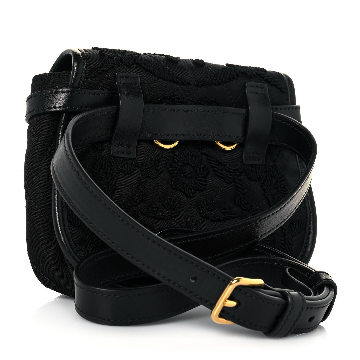 Nylon Embroided Corsaire Belt Bag Black