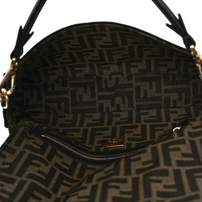 Fendi Fabric Jacquard FF 1974 Medium Baguette Tobacco Moro Black 5 of 8