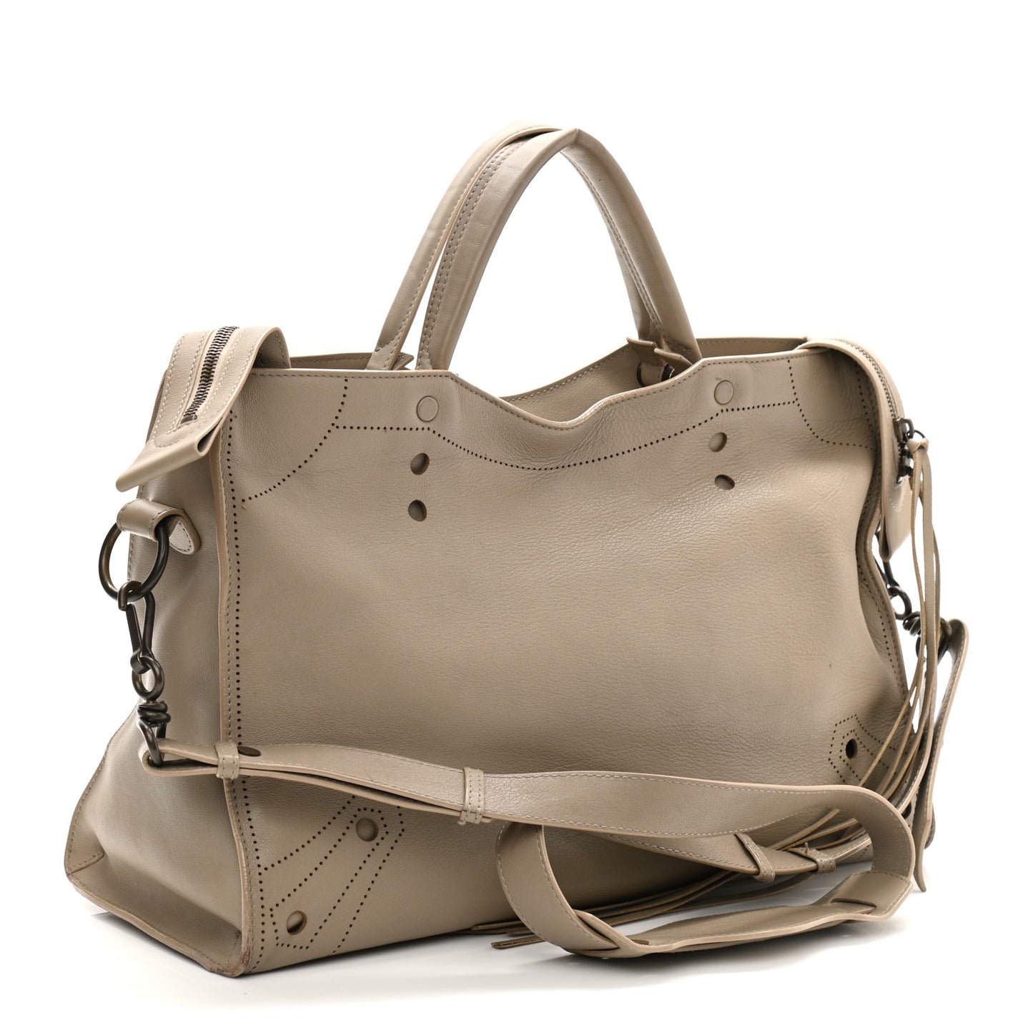 Veau Soyeux Perforated Blackout Hardware City Gris Cendre