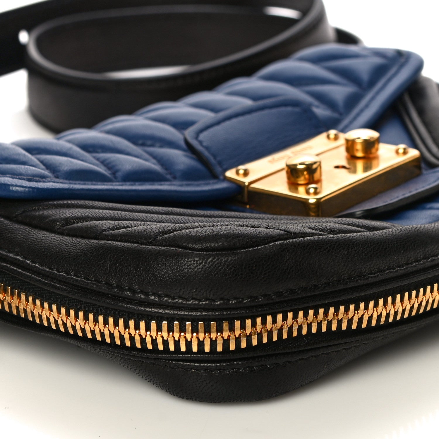 Miu Miu Nappa Matelasse Biker Shoulder Bag Inchiostro Black 8 of 10