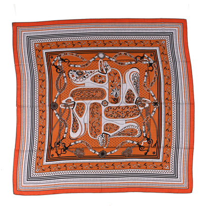Hermes Cashmere Silk Festival Des Amazones Shawl 140 Orange Gris Chine Black 1 of 3