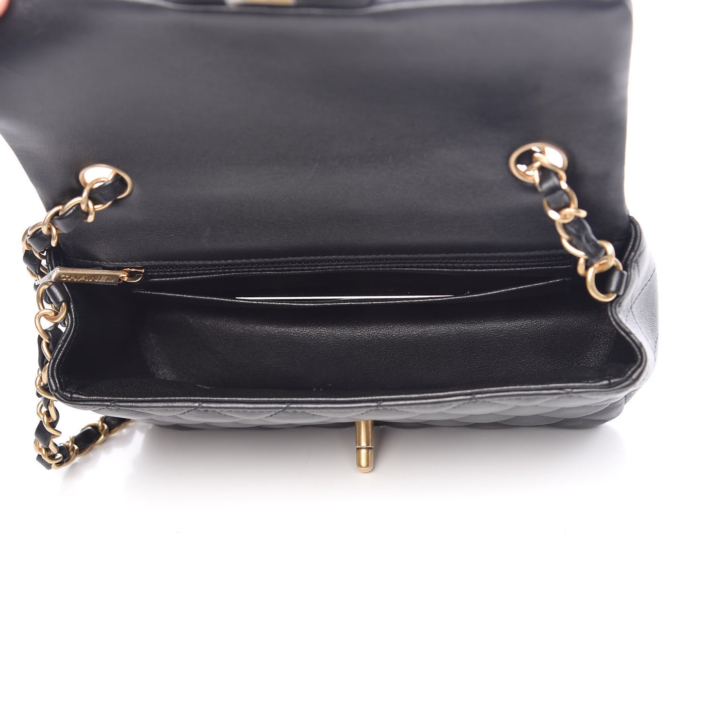 Lambskin Quilted Mini Rectangular Flap Black