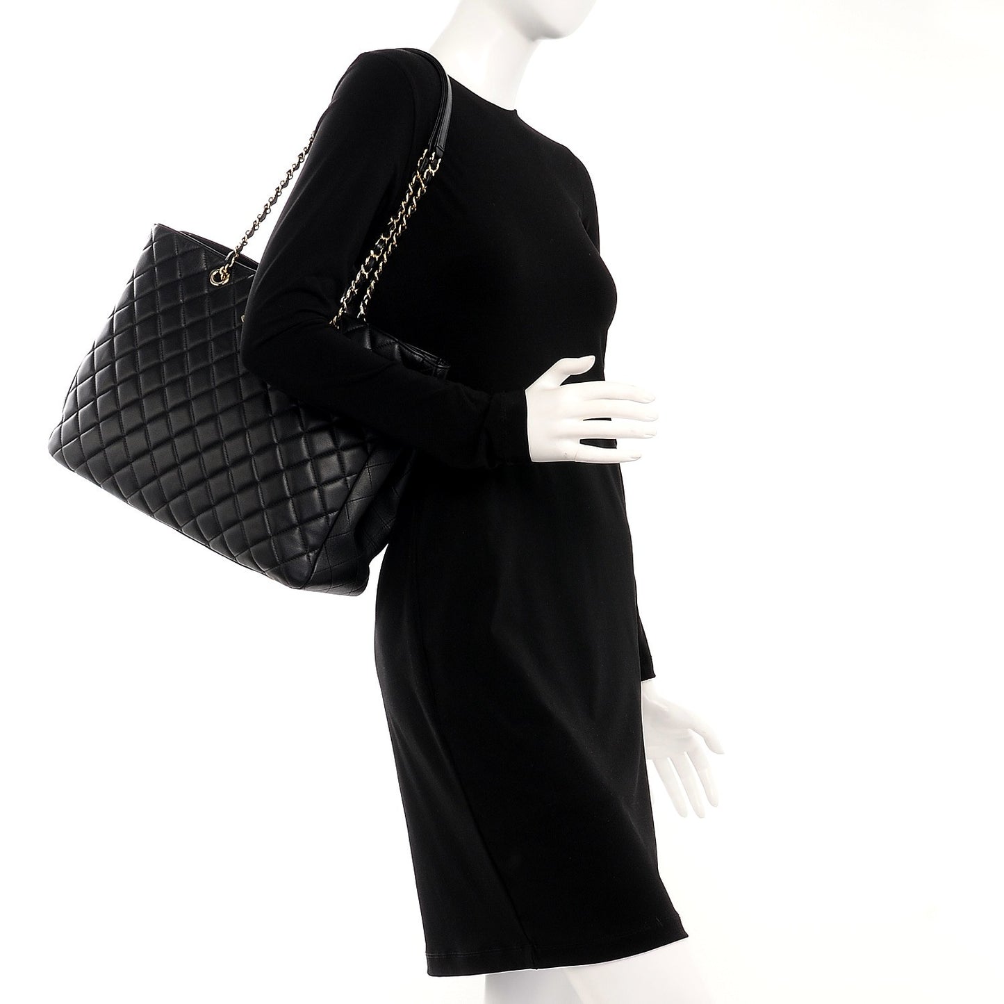 Calfskin Quilted Timeless Tote Black