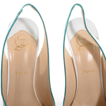 Christian Louboutin Patent Lady Peep Sling 150 Pumps 41 Caraibes Canari 3 of 7