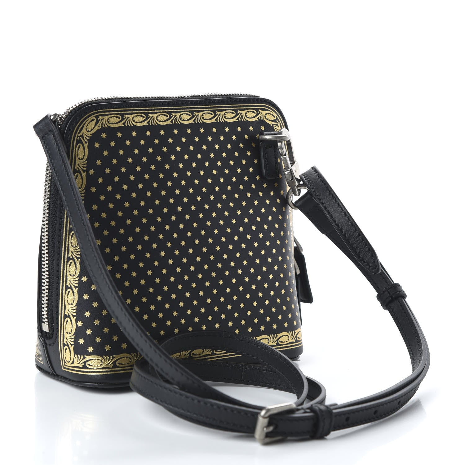 Gucci X SEGA Calfskin GUCCY Stars Mini Dome Shoulder Bag Black Gold 3 of 10