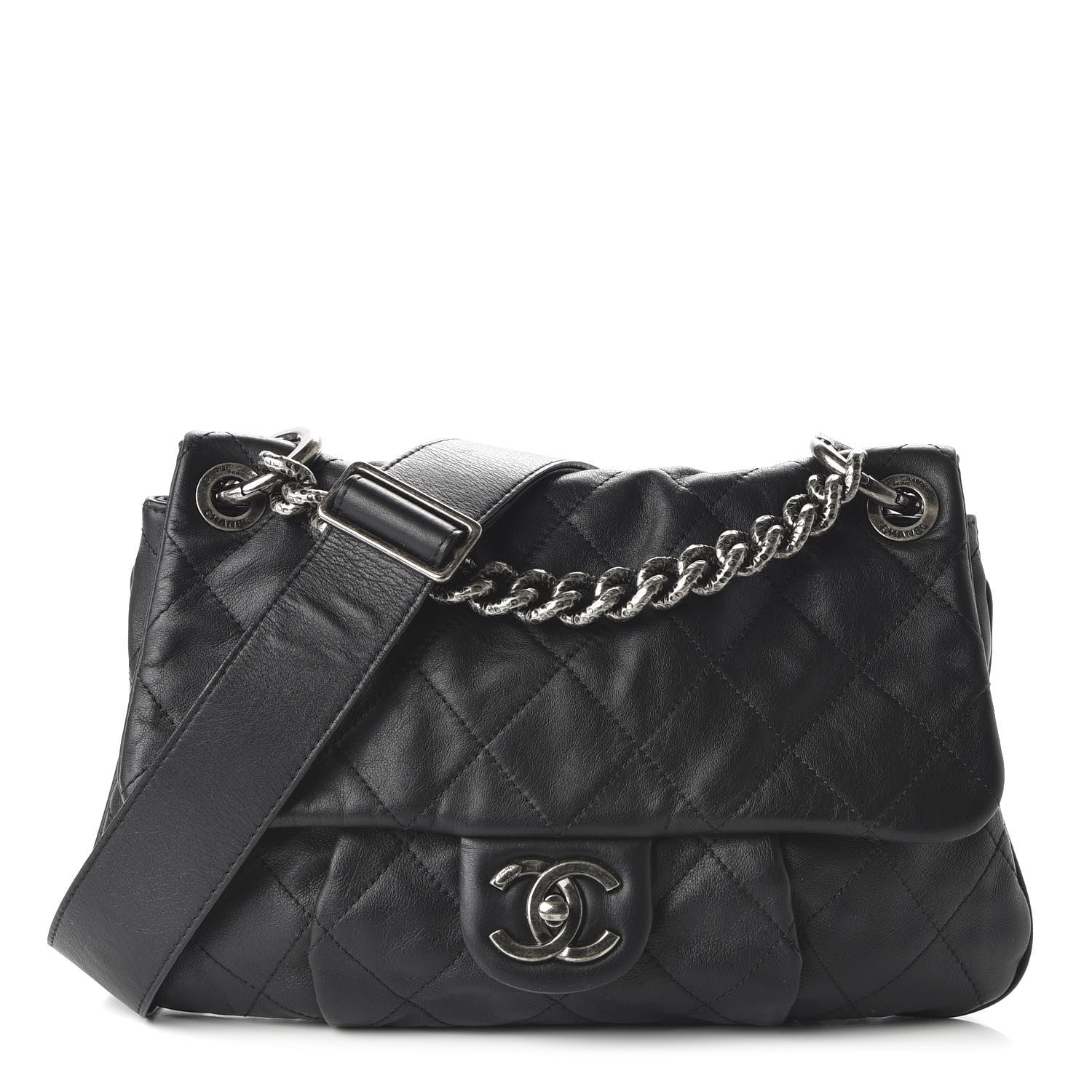 Chanel Calfskin Coco Pleats Messenger Flap Black 1 of 11