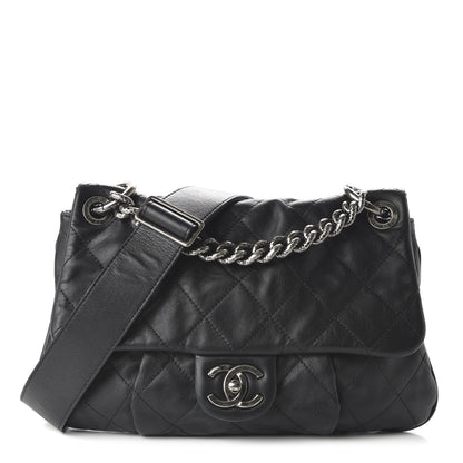 Chanel Calfskin Coco Pleats Messenger Flap Black 1 of 11