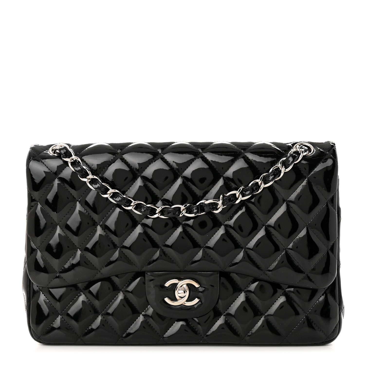 Chanel Patent Quilted Jumbo Single Flap Black 1 of 12