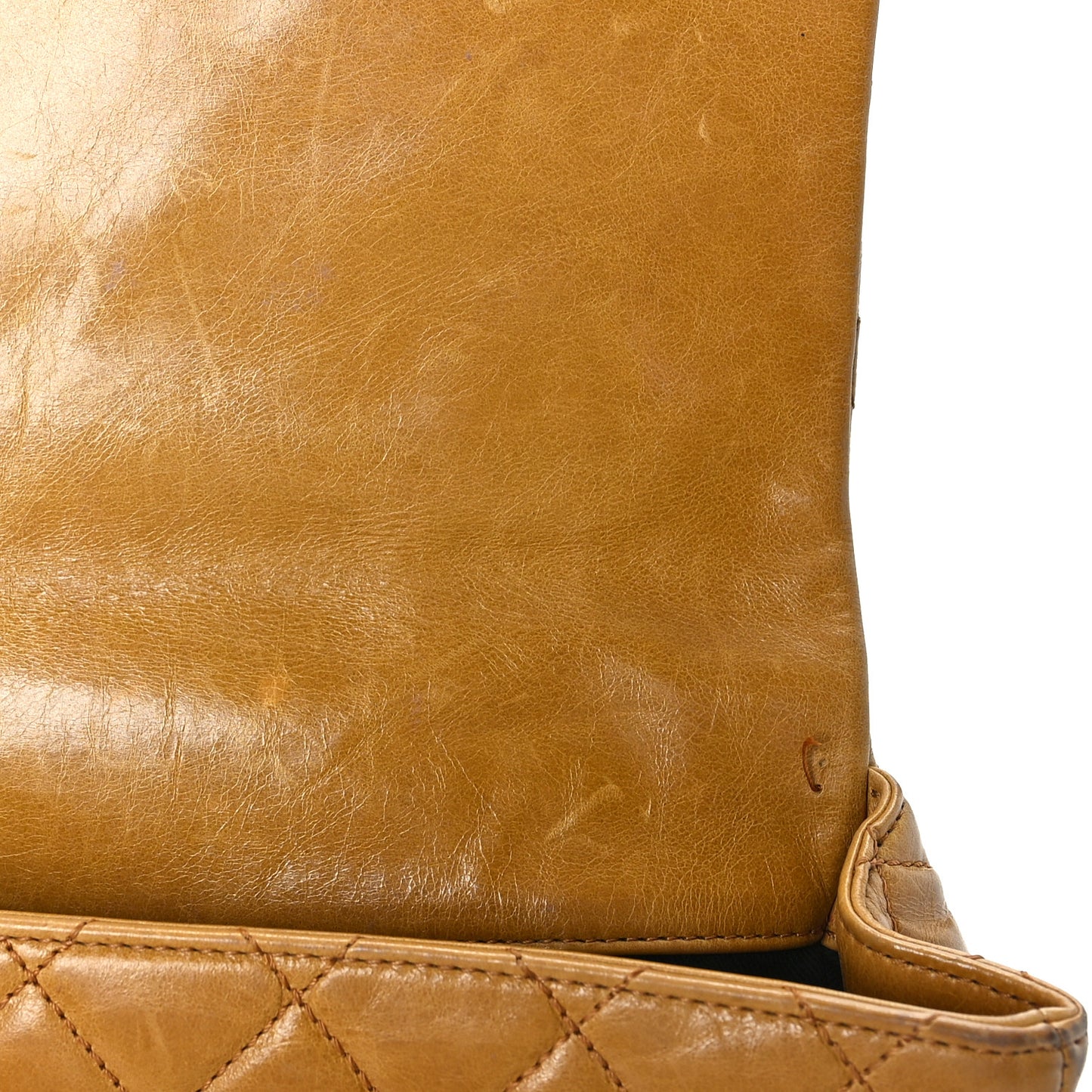 Glazed Calfskin Castle Rock Medium Flap Yellow