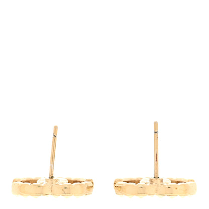 Chanel Studded CC Earrings Gold 3 of 4