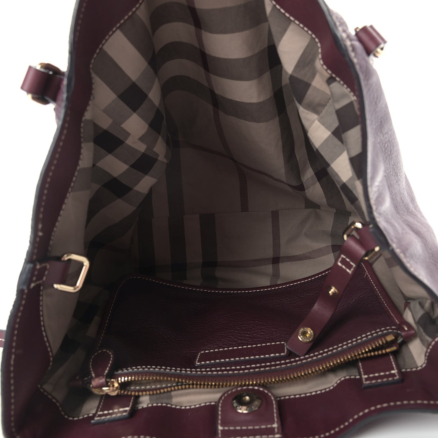 Calfskin Saddle Stitch Small Canterbury Tote Burgundy