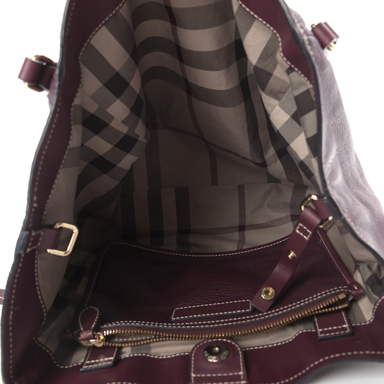 Burberry Calfskin Saddle Stitch Small Canterbury Tote Burgundy 5 of 9