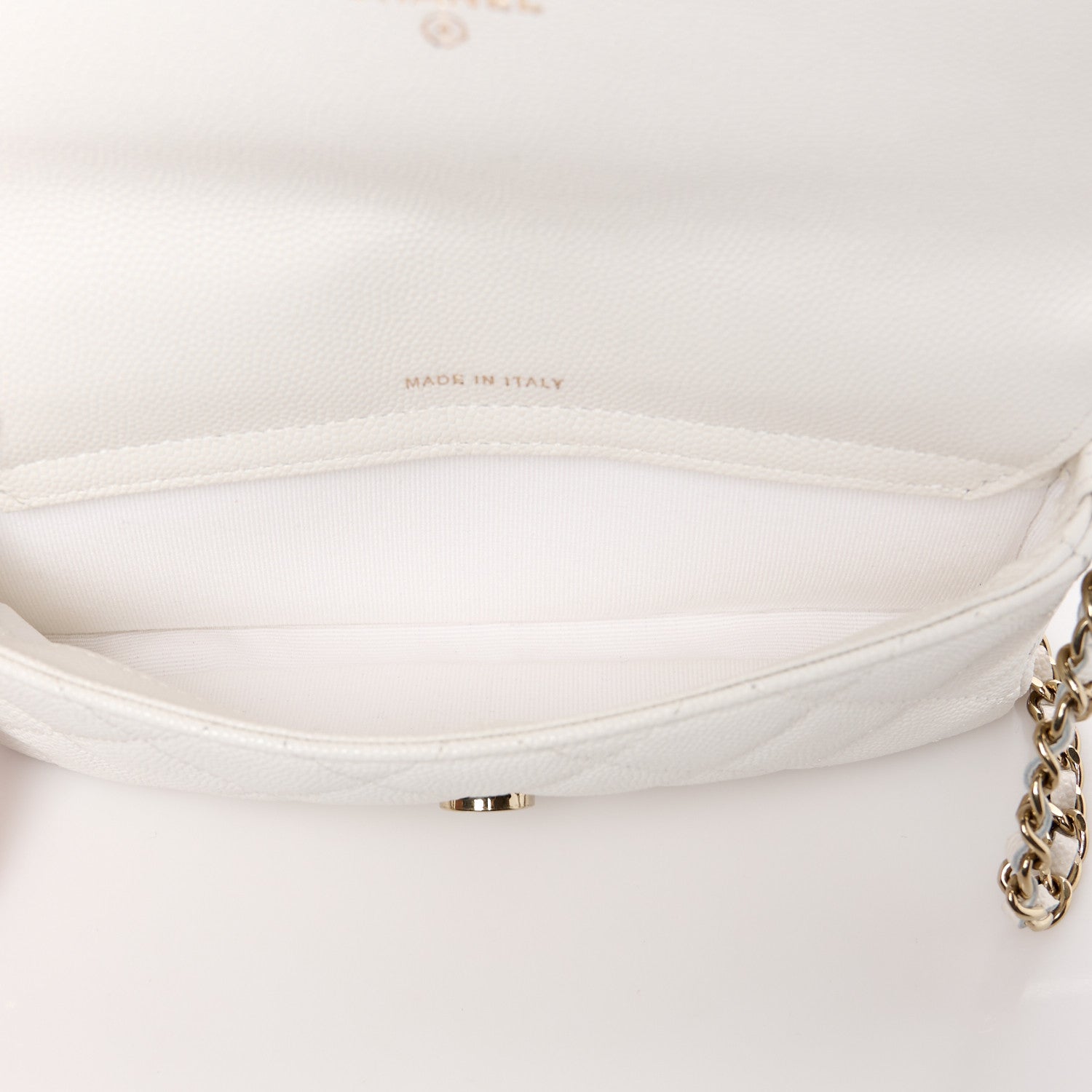 Chanel Caviar Quilted Flap Phone Holder With Chain White 6 of 13