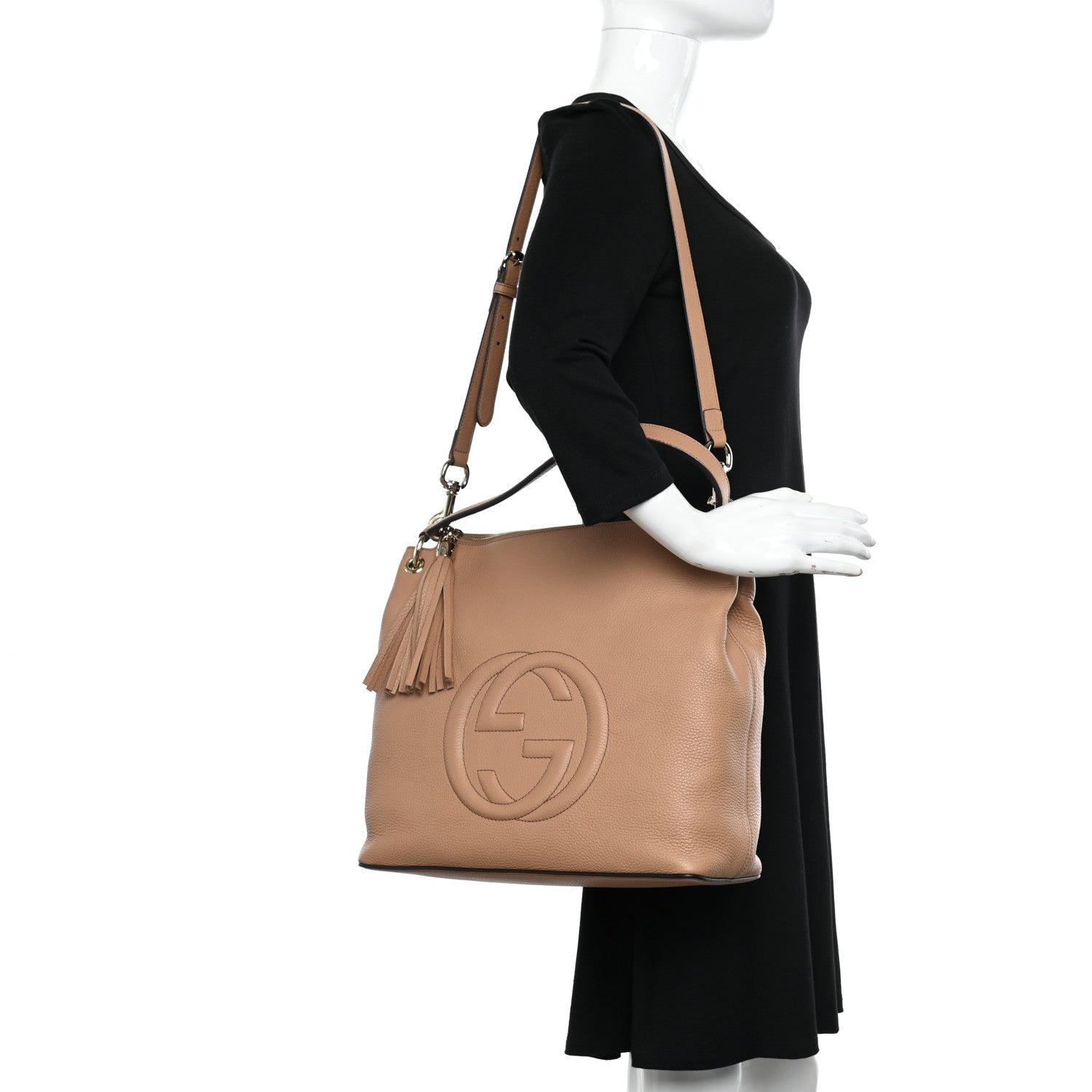 Gucci Pebbled Calfskin Large Soho Hobo Camelia 2 of 12