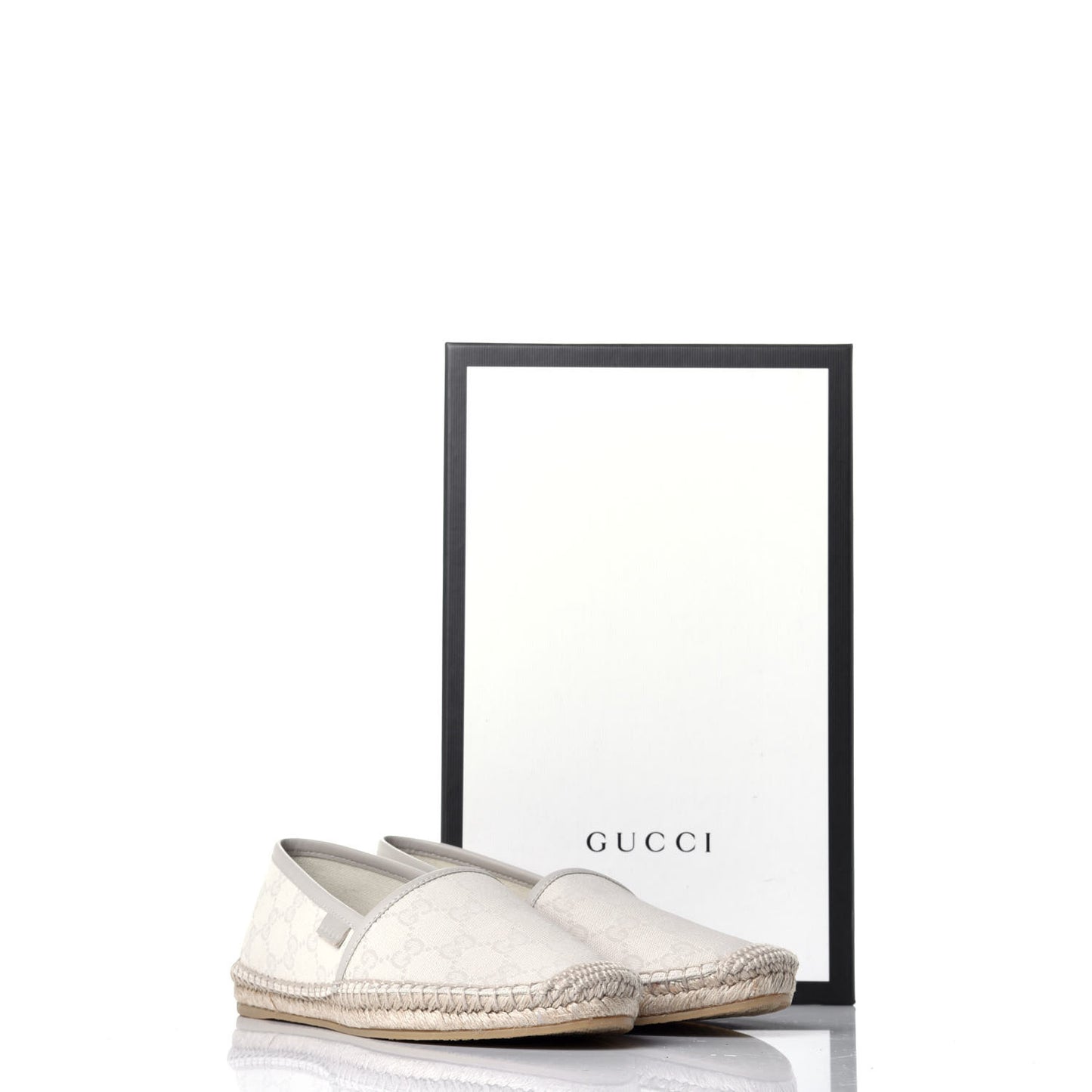 Washed Cotton Miro Soft Calfskin GG Monogram Espadrilles 37.5 White Mystic White