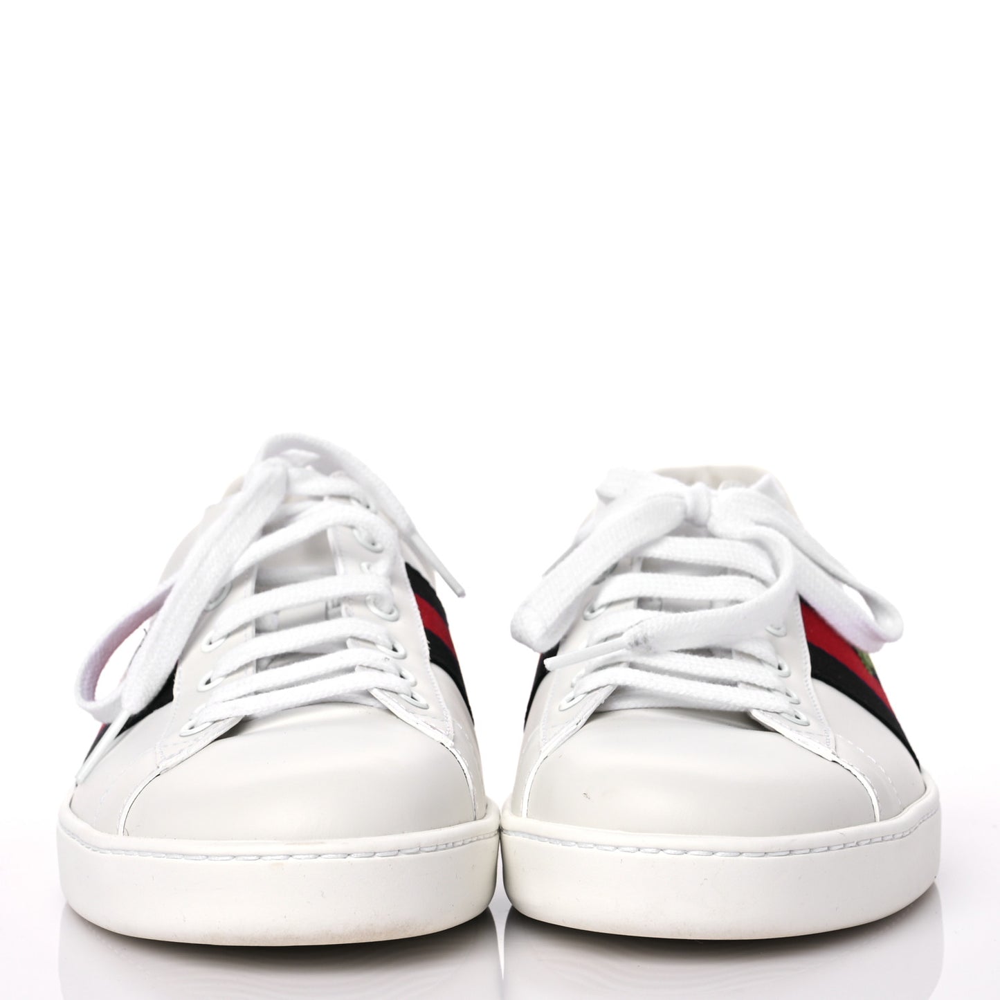 Calfskin Miro Soft Web Embroidered Mens Ace Sneakers 8 White Green