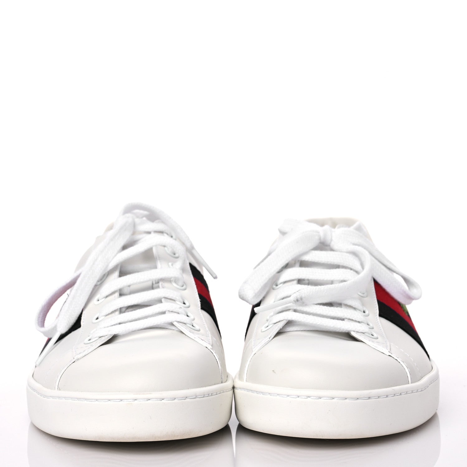 Gucci Calfskin Miro Soft Web Embroidered Mens Ace Sneakers 8 White Green 2 of 13