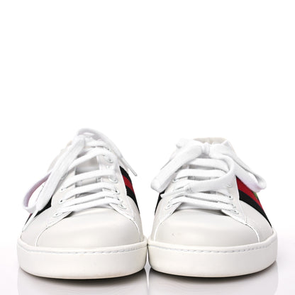 Gucci Calfskin Miro Soft Web Embroidered Mens Ace Sneakers 8 White Green 2 of 13