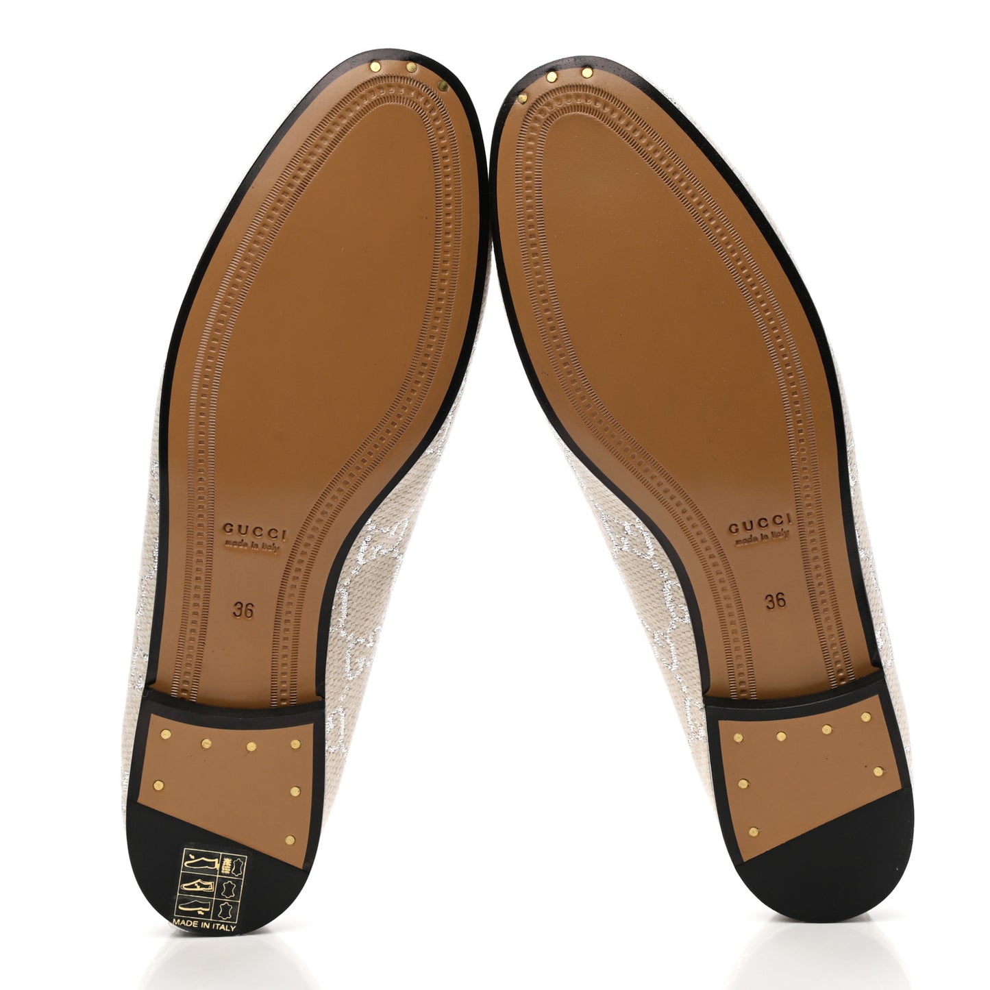 Canvas GG Monogram Horsebit Womens Jordaan Loafers 36 Gardenia Silver