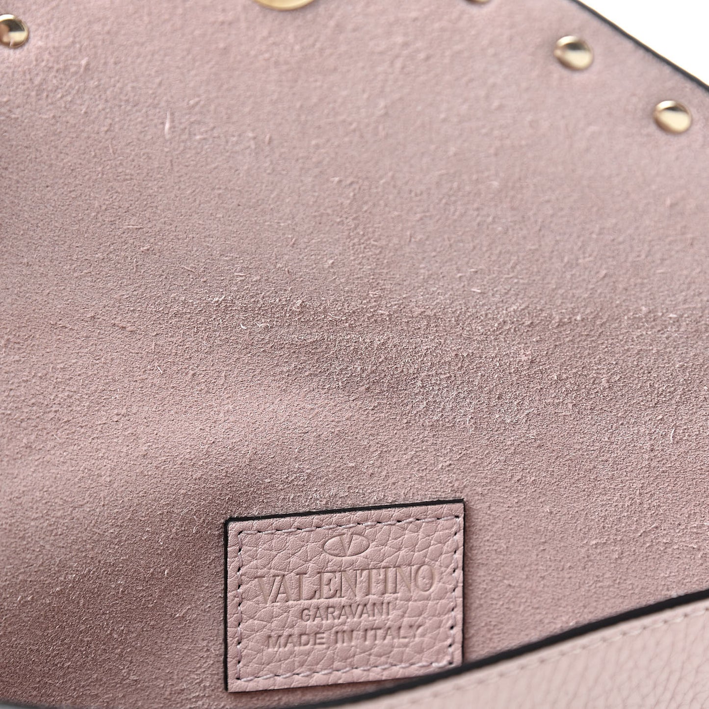 Pebbled Calfskin Medium Rockstud Envelope Flat Wristlet Pouch Water Rose