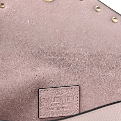 Valentino Garavani Pebbled Calfskin Medium Rockstud Envelope Flat Wristlet Pouch Water Rose 7 of 8