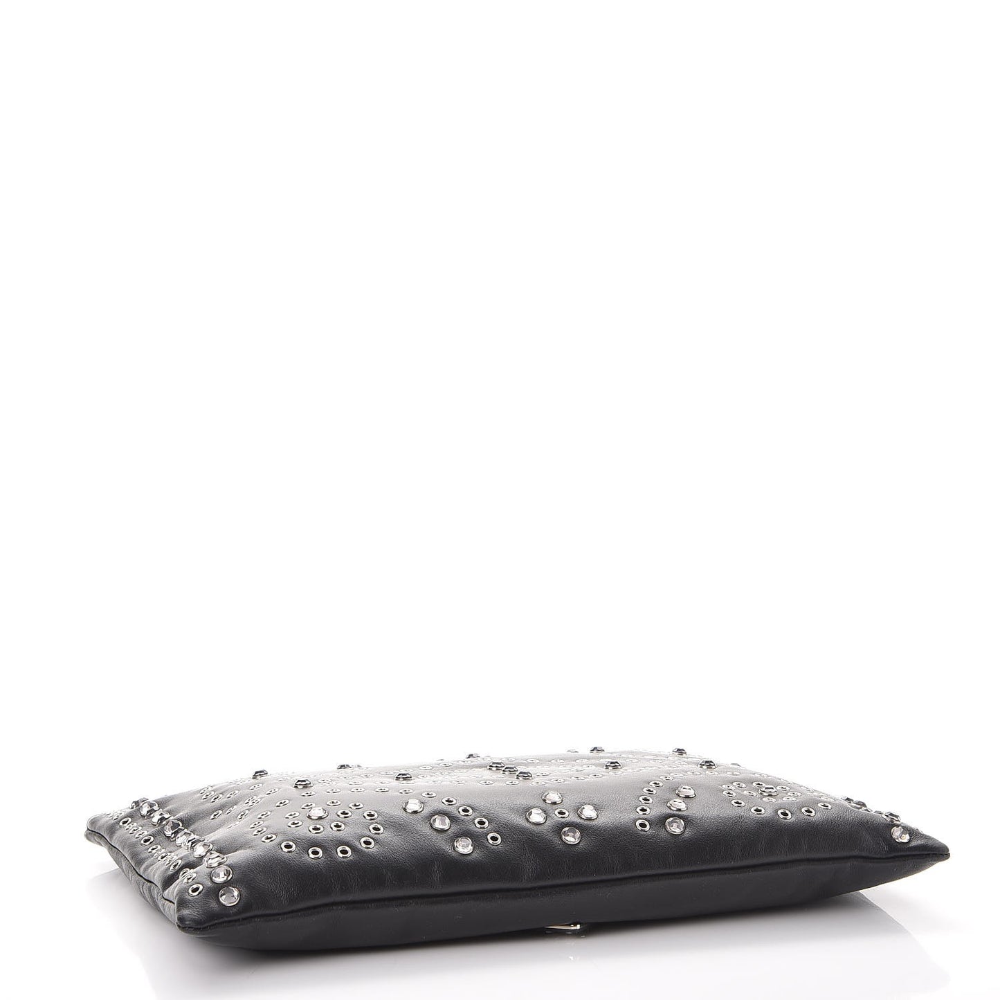 Vitello Vintage Studded Clutch Black