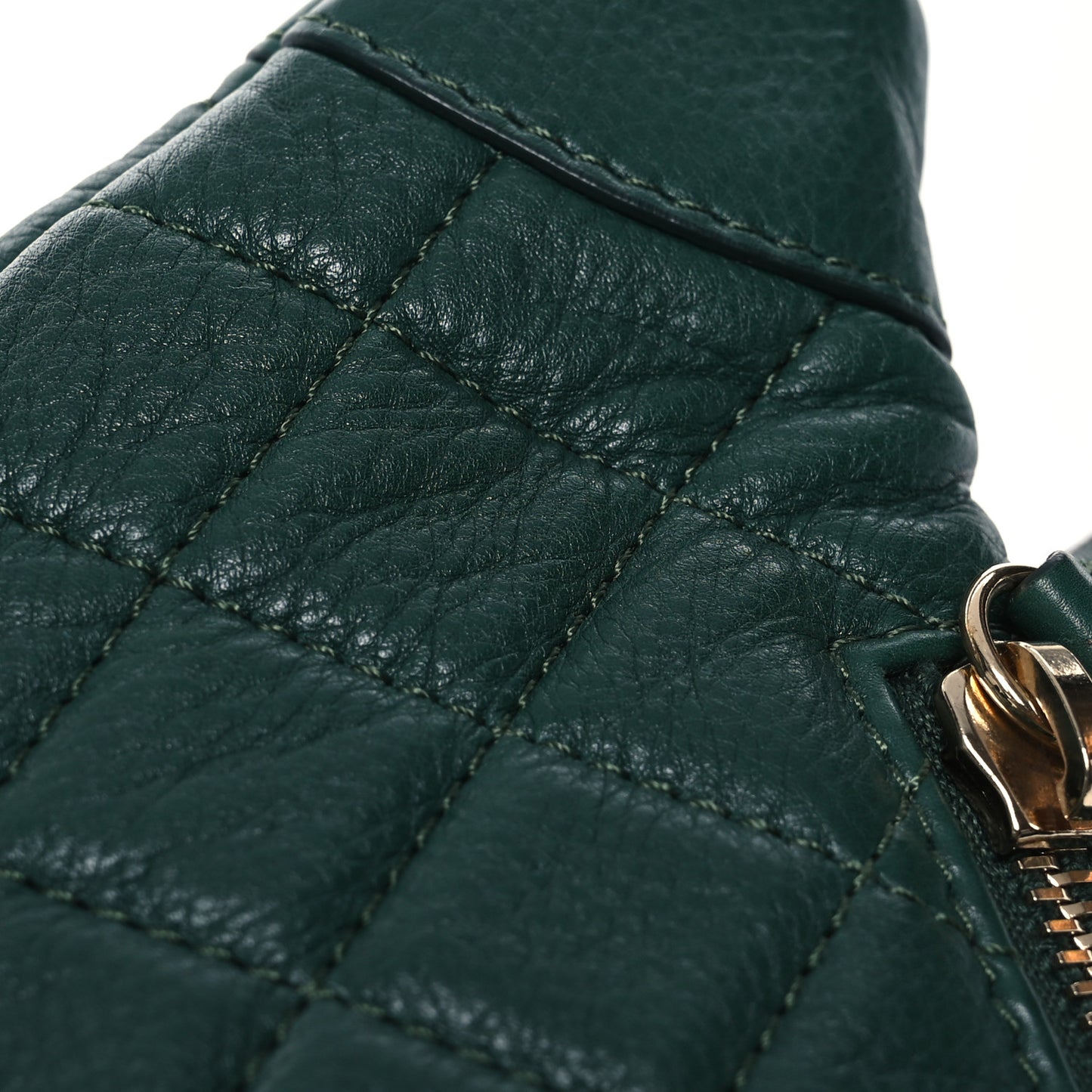 Calfskin Quilted Banane Waist Bag Fanny Pack Dark Green