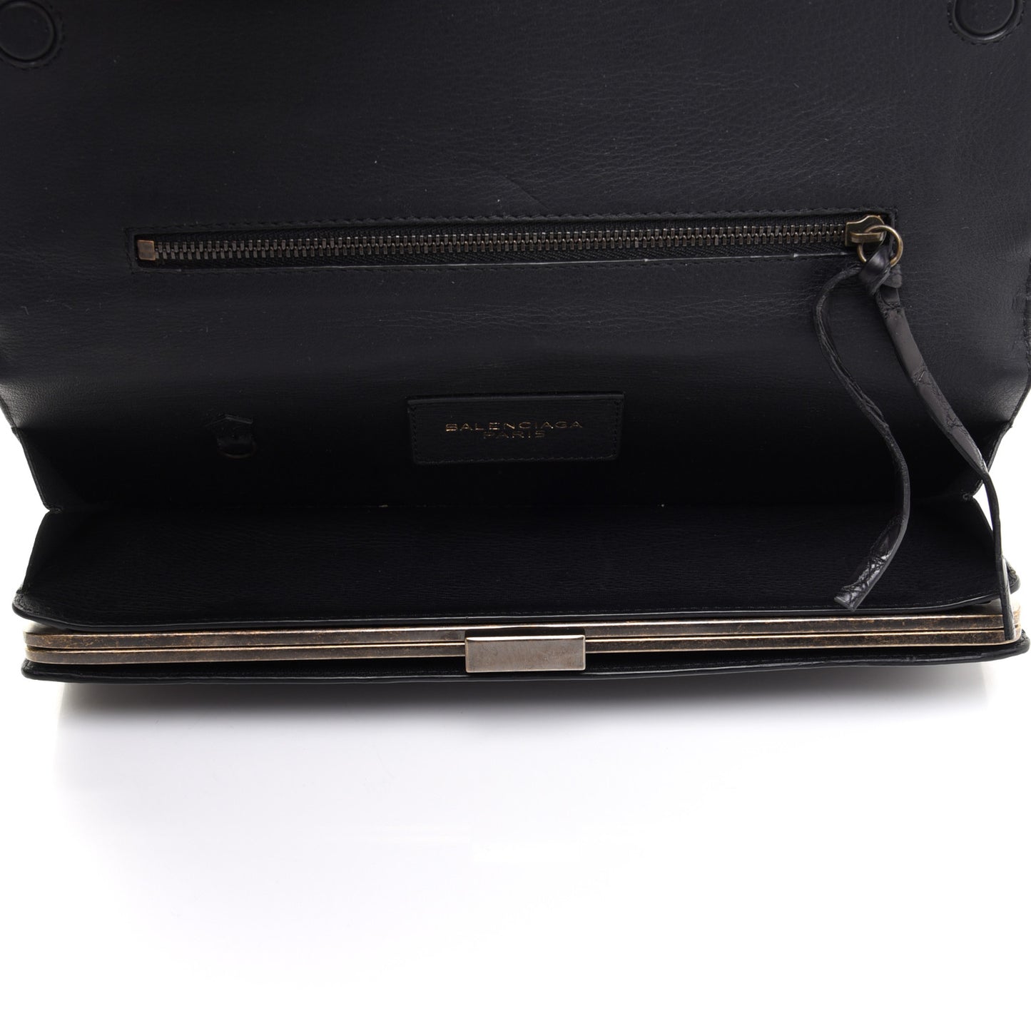 Crocodile Classic Hardware Papier Wand Clutch Black