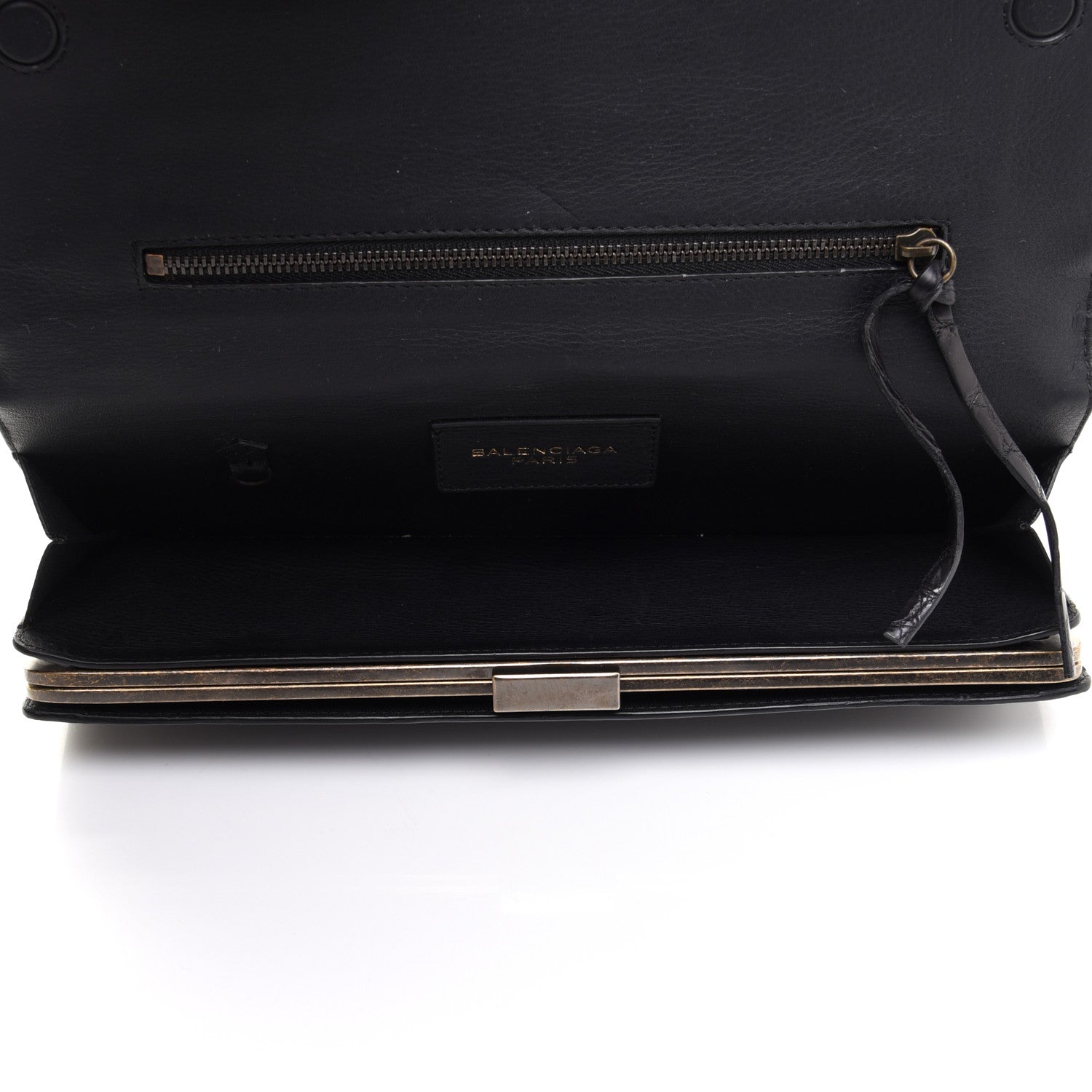 Balenciaga Crocodile Classic Hardware Papier Wand Clutch Black 5 of 12