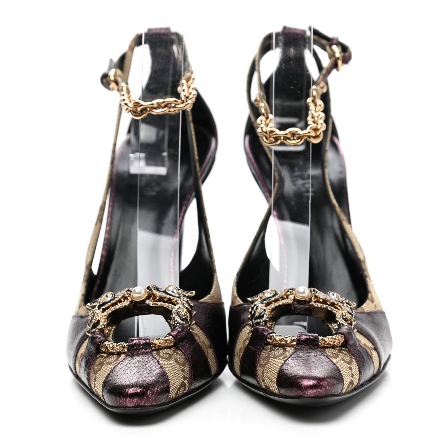 Monogram Textured Calfskin Tom Ford Dragon Sandals 36.5 Prugna Beige Ebony