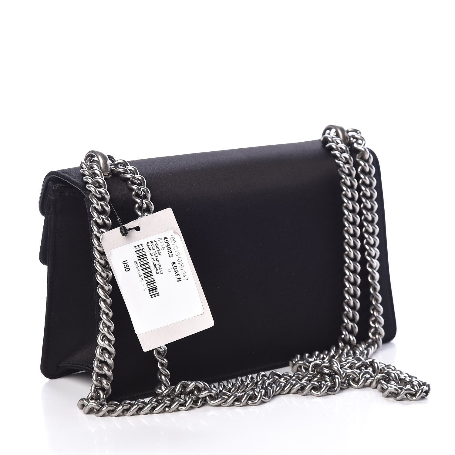 Gucci Satin Silk Crystal Small Dionysus Shoulder Bag Black Black Diamond 3 of 10