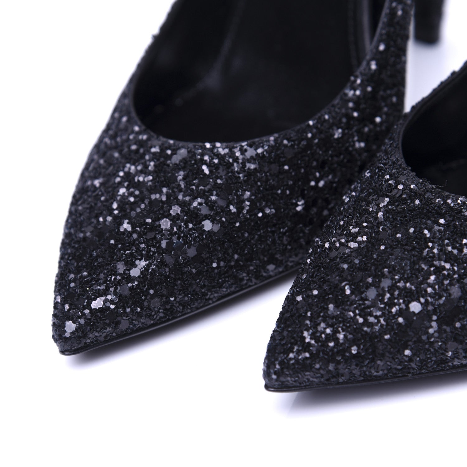 Saint Laurent Glitter Era Pumps 39.5 Black Silver 7 of 17