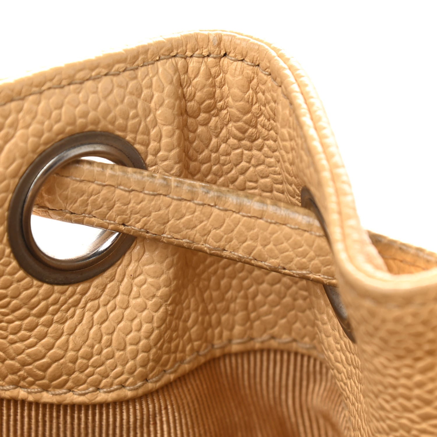 Chanel Caviar CC Drawstring Shoulder Bag Beige 9 of 12