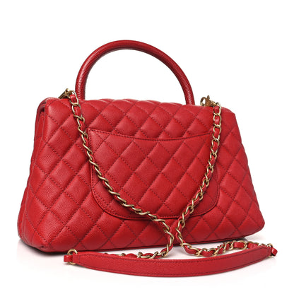 Chanel Caviar Lizard Embossed Quilted Small Coco Handle Flap Red 3 of 10