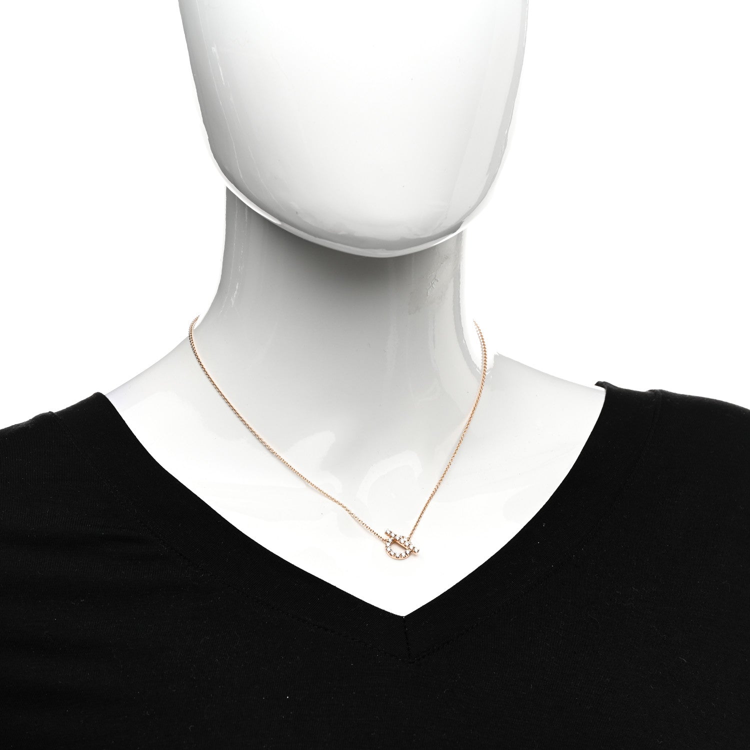 Hermes 18K Rose Gold Diamond Finesse Pendant Necklace 2 of 5