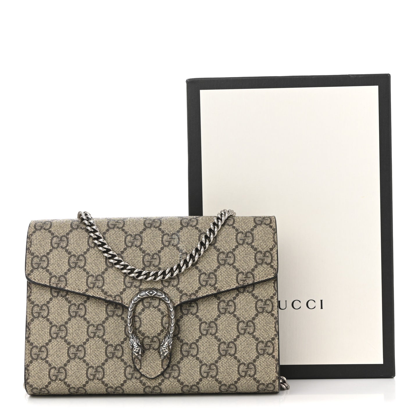 GG Supreme Monogram Mini Dionysus Chain Wallet Beige Vulcanic Red