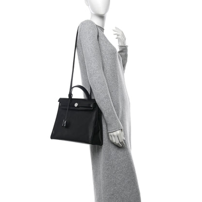 Hermes Toile H Berline Vache Hunter Herbag Zip PM 31 Black Ecru 2 of 13