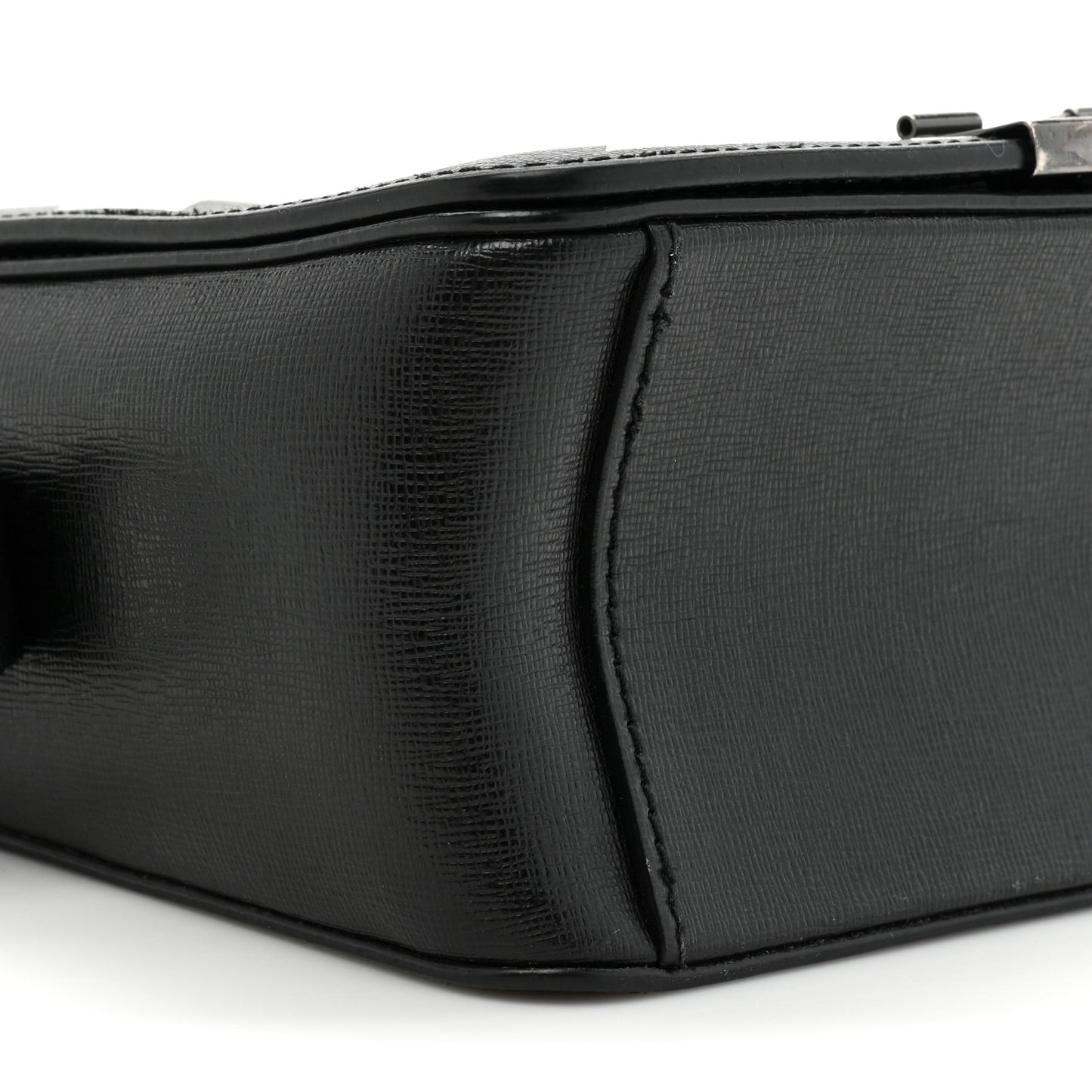 Saffiano Striped Diag Binder Clip Bag Black White