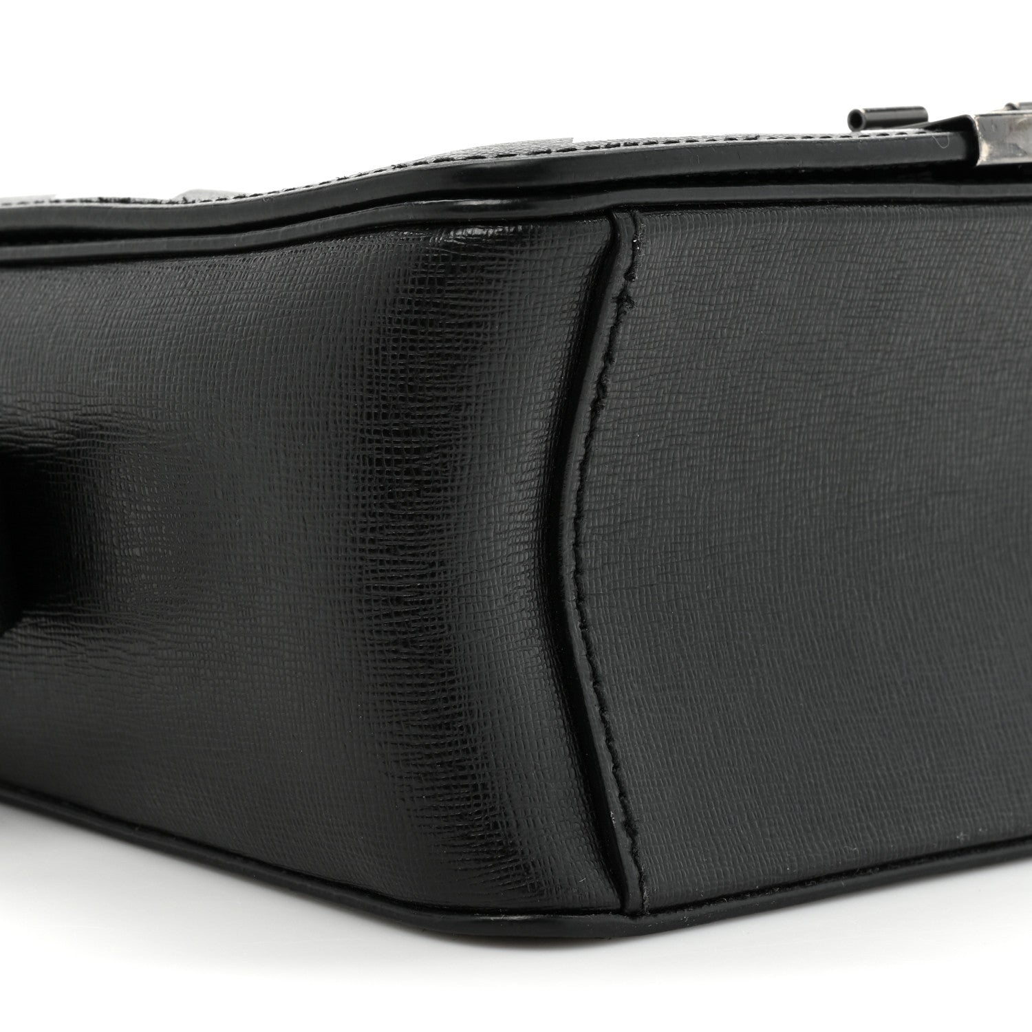 Off-White Saffiano Striped Diag Binder Clip Bag Black White 9 of 10