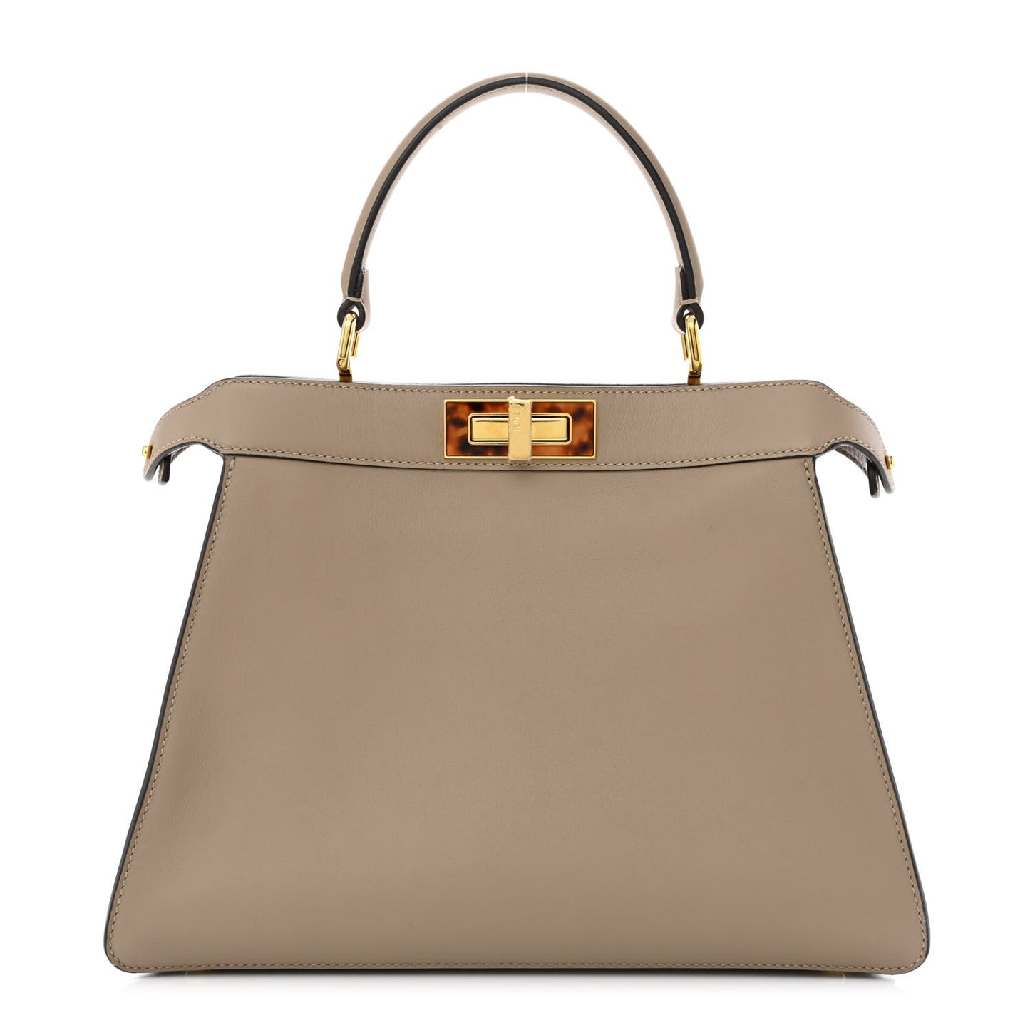 Vitello Seta Shiny Nappa Plexiglass Medium Peekaboo I SEE U Satchel Tortora