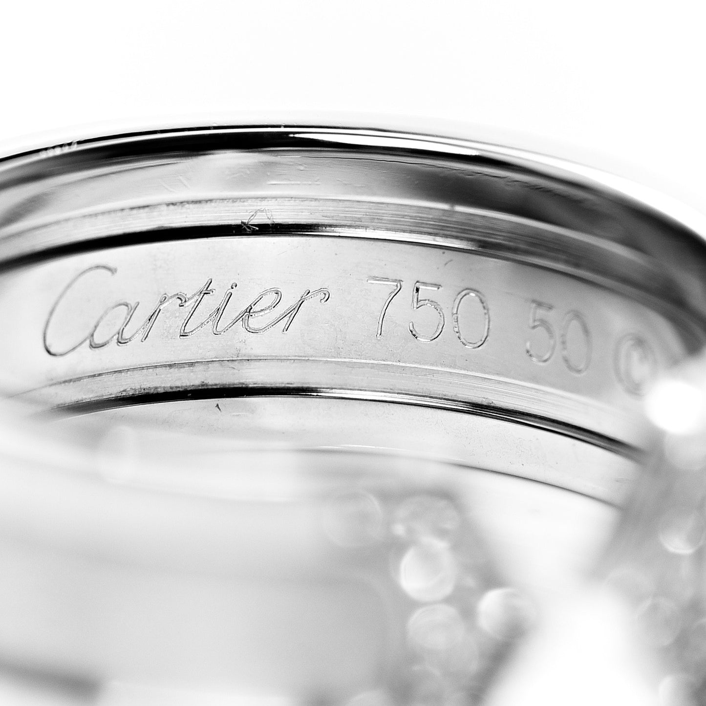 18K White Gold Diamond 6.5mm Logo De Ring 50 5.25